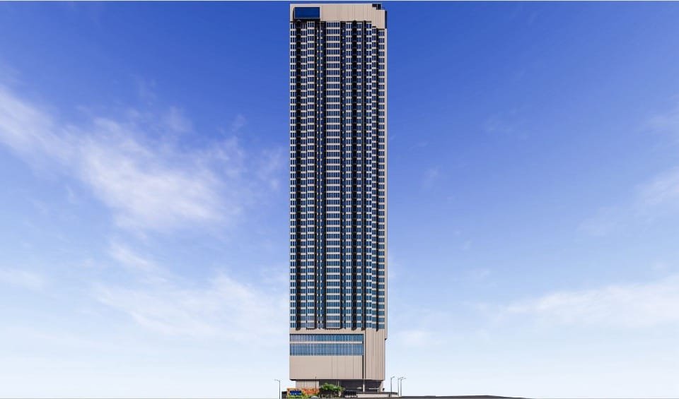 Exterior facade of Phoeniz Suites KLCC, an EXSIM freehold serviced residence featuring a contemporary high-rise design in Kuala Lumpur City Centre.